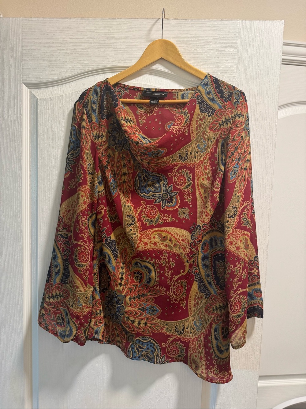 Venezia Red Paisley Cowl Neck Blouse